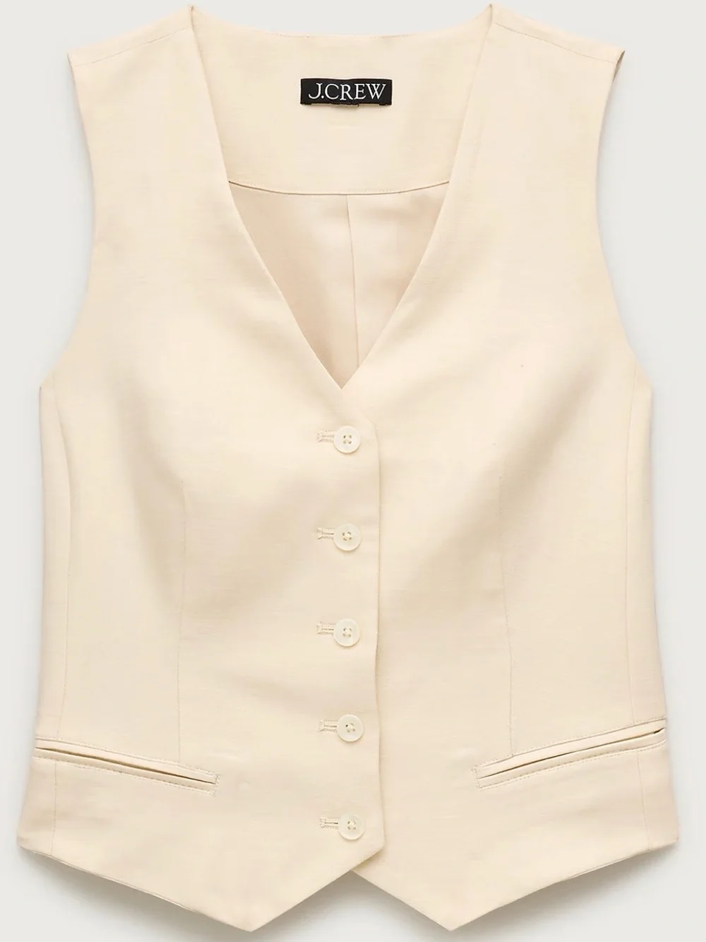 NWT J.Crew Shrunken V-neck Vest in Gramercy Linen Blend in Sandy Hay